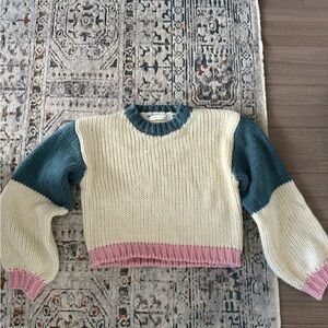 Altar'd State Cream, Pink, and Blue Sweater